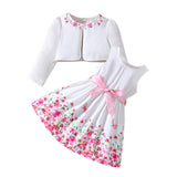 Kid Baby Girl Floral Spring Cardigan 2 Pcs Dress