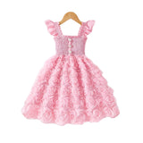 Kid Girl Summer Flying Sleeve Rose Photography Princess Dress