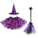 1-4T Baby Girl Halloween Witch Set Cosplay Bat Wizard 3 Pcs Set