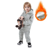 1-10T Kid Baby Boy Girl Autumn Winter Sports Velvet Warm Suit 2 Pcs Set