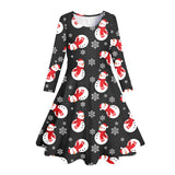 3-8Y Kid Girl Spring  Printed Long-sleeved Christmas Dresses