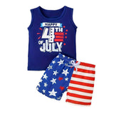 Independence Day Kid Baby Boys Summer Sleeveless Vest Star Stripe 2Pcs/Set