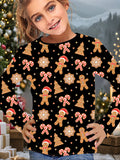2-12T Kid Girl Cute Casual Fashion Christmas Print Long Sleeve T-shirt