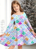 2-10T Kid Girl Foreign-style Sweet Colorful Casual Dresses