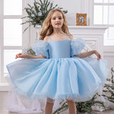 6M-12T Kid Baby Girl Princess Bubble Sleeve Fluffy Birthday Princess Performance Dress