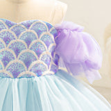 Kid Girls Mermaid Birthday Party Bubble Sleeve Cosplay Costume Dress