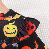 Halloween Kid Girl Long-sleeved Printed Casual Dresses