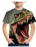 2-12T Kid Boy Dinosaur 3D Digital Printing Casual Short-sleeved T-shirt