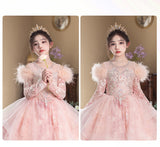 Children's Dress, Pink Host Piano Performance, Girls Are Beautiful