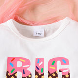 Kid Girl Summer Alphabet Print Short Sleeve Flared 2 Pcs Sets