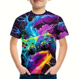 Kid Boy Gamepad 3D Printed Summer Fashion Short Sleeves T-shirt Tops