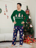 Family Matching Christmas Tree Snowman Letter Parent-child Loungewear Green Pajamas