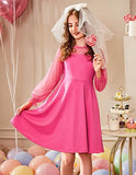 Kid Girls Lace Long-sleeved Solid Cute Princess Dress