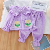 Kid Baby Girl Autumn Winter Loungewear Plush Long-sleeved Pajamas