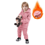 1-10T Kid Baby Boy Girl Autumn Winter Sports Velvet Warm Suit 2 Pcs Set