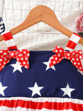 Independence Day Baby Girls Striped Star Milk Silk Printed Splicing Dress