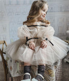 Kid Little Girl Boutique Elegant Tulle Bubble Sleeve Dress