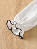3-10Y Kid Girls Black White Classic Matching  Fashion Trend 2 Pcs Set