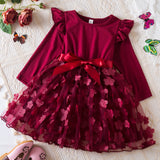 Kid Baby Girls Long Sleeve Korean Princess Birthday Dresses