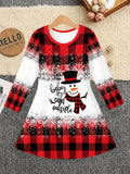 3-12Y Kid Girl Christmas  Autumn Winter Long-sleeved  3D Print Dresses