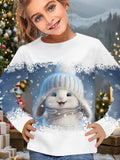 2-12T Kid Girl Cute Casual Fashion Christmas Print Long Sleeve T-shirt