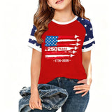 Kid Boy Girl USA Independence Day 250th Anniversary Short Sleeve T-Shirt Tops