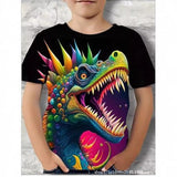 2-12T Kid Boy Dinosaur 3D Digital Printing Casual Short-sleeved T-shirt