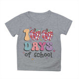 Kid Girl Boy 100 Days of School Print Round Neck Short Sleeve T-shirt Tops