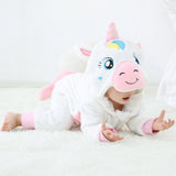 3M-5T Kid Baby Girl Unicorn Flannel Climbing Romper Pajamas