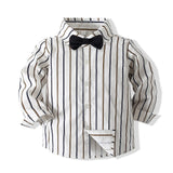6M-5T Kid Baby Boys Japanese-style Retro Long-sleeve Striped Suits 4 Pcs Set