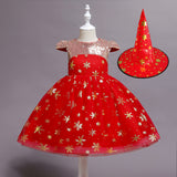 New Children's Clothing Children's Halloween Costume Girls Short Sleeve Sequins Princess Dress