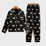 5-12Y Kid Girl Autumn Faux Silk Long-sleeve  Loungewear Pajamas