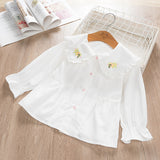 Baby Girl Flower Doll Collar Long Sleeve Shirts