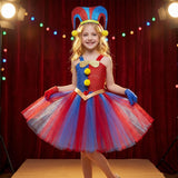 Kids Girl Magic Number Circus Princess  Halloween Anime Clown Play Dresses