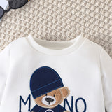 Baby Girl Autumn Winter Cartoon Letter Bear Embroidered 2 Pcs Sets