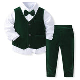6M-5T Kid Baby Boy Spring Gentlemen Solid Suit 4 Pcs Set