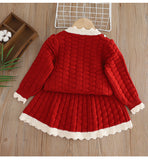 1-6T Kid Baby Girls Autumn Winter Knitted Suit 2 Pcs Set
