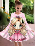 2-10T Kid Girl Fake Personalized Long-sleeved Swing Fashion Trend Dresses