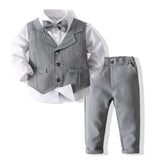 6M-5T Kid Baby Boy Banquet Suit Gentleman Solid 4 Pcs Set