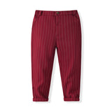 6M-5T Kid Baby Boys Suit British Style Striped 4 Pcs Set
