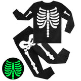 2-12T Kid Halloween Boys Glow Skeleton Pajamas 2 Pcs Set