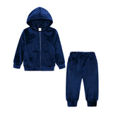 6M-14T Kid Baby Boy Girl Autumn Golden Velvet Suits 2 Pcs Set