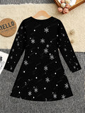 3-12Y Kid Girl Christmas  Autumn Winter Long-sleeved  3D Print Dresses