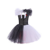 Halloween Black and White Witch Kuila Girl Dress Cosplay Dalmatian Puffy Gauze Dress