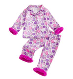 1-4Y Halloween Baby Cute Pumpkin Print Lapel Pajama 2 Pcs Set