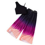 5-14T Kid Girl Summer Fashion Gradual Sling Vest Elastic Waist 2 Pcs Set