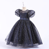 4-14T Kid Girls Bubble Sleeve Multicolor Wedding Performance Princess Dress