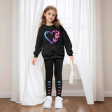 INS Girls 2-piece Set & Love Butterfly Print Long Sleeve Sweater Tights Outdoor Leisure Sports