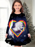 2-10T Kid Baby Girl Fashionable Foreign Pony Poly Print Cute Casual Dresses