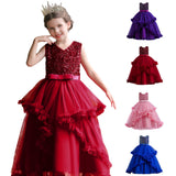 Kid Christmas Girl Princess Sleeveless Glitter Flower Birthday Fluffy Dresses